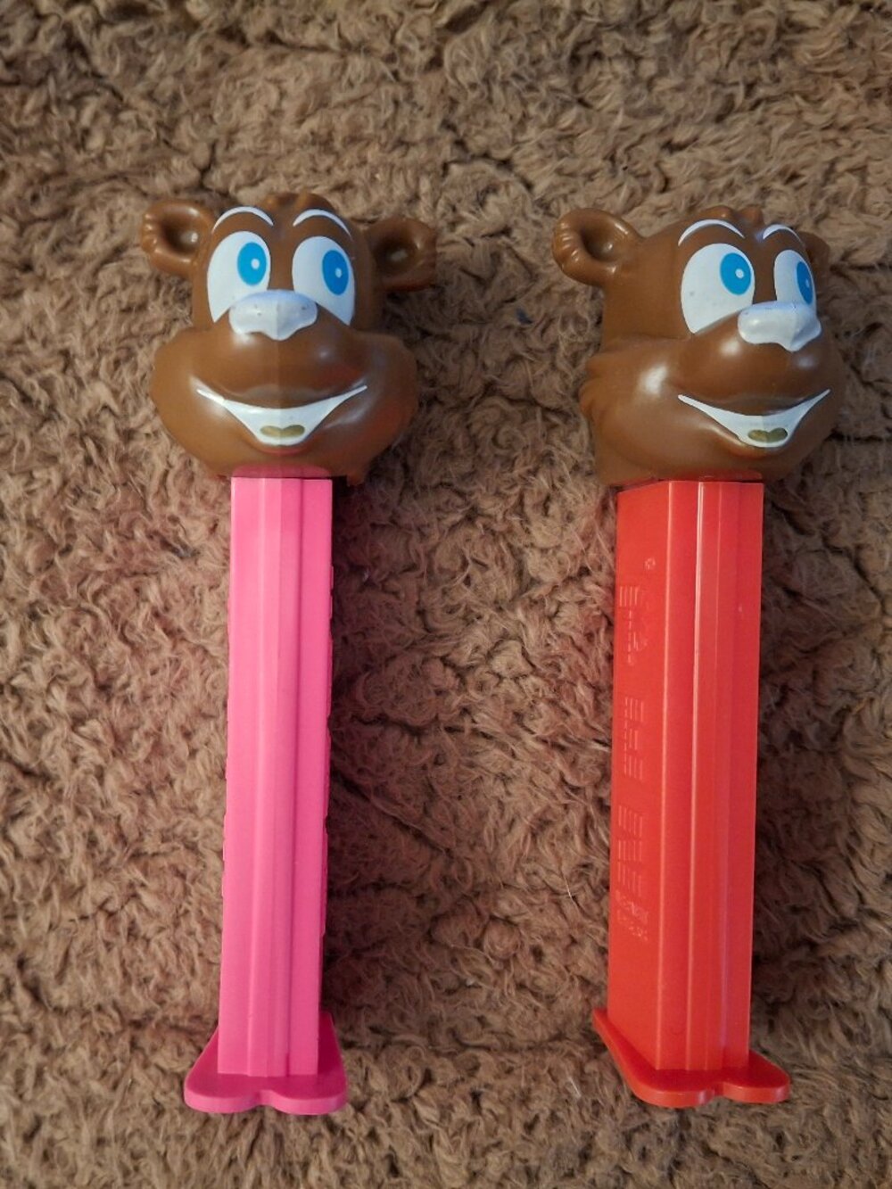 2x Misfit PEZ Brown Bear Set Icee Mold Neon Stems Retired 1990s Outlaw Lot